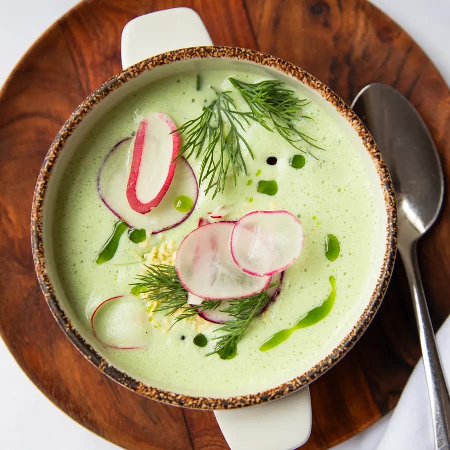 Okroshka with Kefir or Kvass