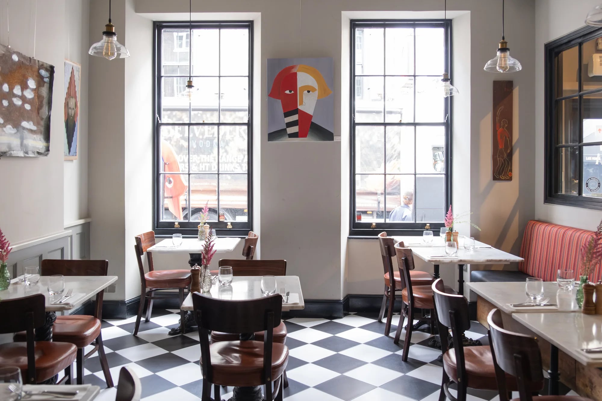 Ground-floor dining room at ZIMA looking out onto Frith Street