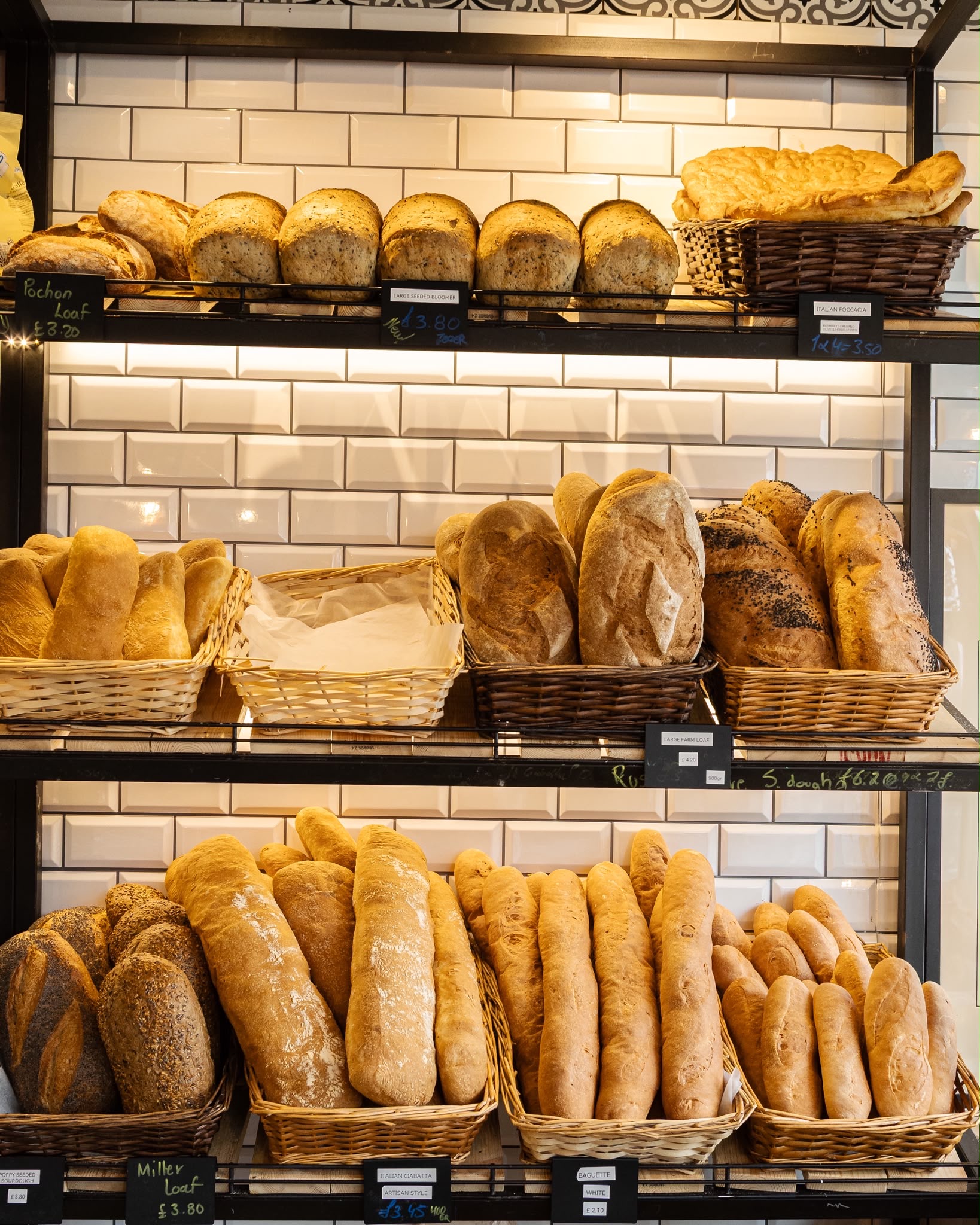 Fresh bread on the shelves at Isleworth Bakery